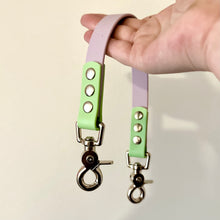 Load image into Gallery viewer, Pullstrap / 3/4&quot; by 15.5&quot;/ Lavender 522 and Pastel Green 529 / Silver Trigger Snaps * READ DESCRIPTION *
